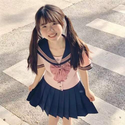月奈樱织女子夏季jk制服学院风短袖校供粉色水手服套装甜美学院风