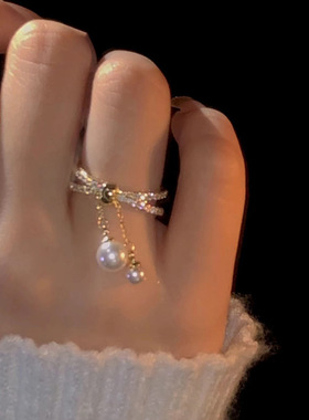 巴洛克珍珠流苏镀金戒指女