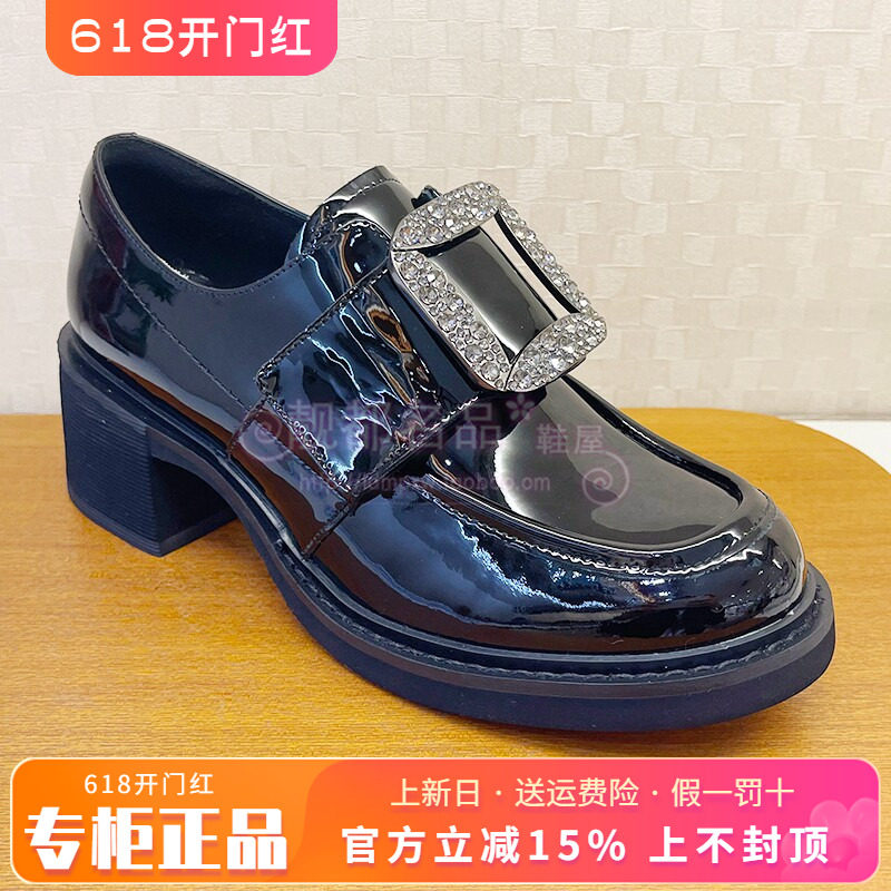 正品蹀愫ts女鞋热销秋款百搭蝴蝶结粗跟中跟浅口单鞋TA54190-51