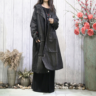 大码棉衣女款2025新款冬高级感连帽宽松棉服做旧夹棉加厚长外套