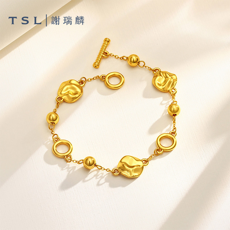 【百亿补贴】TSL谢瑞麟黄金手链水波纹5D硬金足金手饰XR386.国补图片
