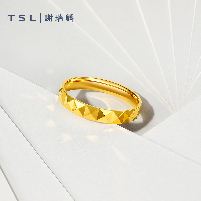 TSL谢瑞麟黄金戒指5G足金金指环素金戒指计价新品XQ958