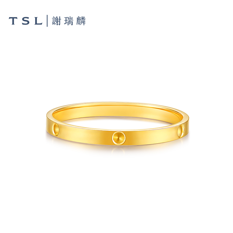 TSL谢瑞麟黄金戒指经典简约款素金指环5G足金金戒指女士XQ716