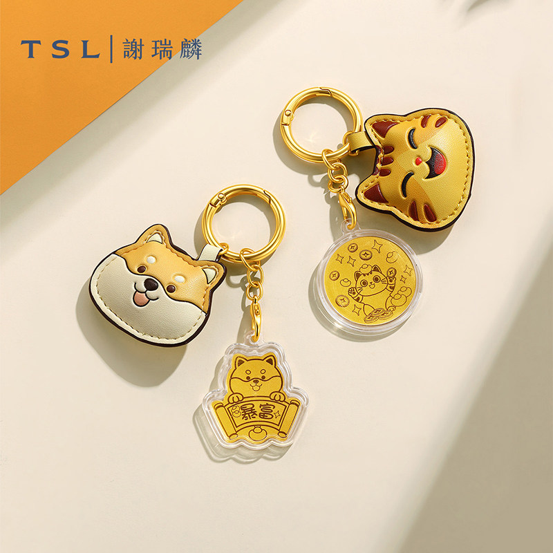 【百亿补贴】TSL谢瑞麟喵汪星人宠物黄金挂件暴富足金挂饰XR448图片