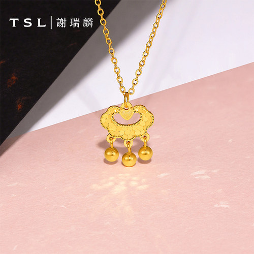 【国补】TSL谢瑞麟黄金如意项链5G足金工艺套链计价黄金XR553