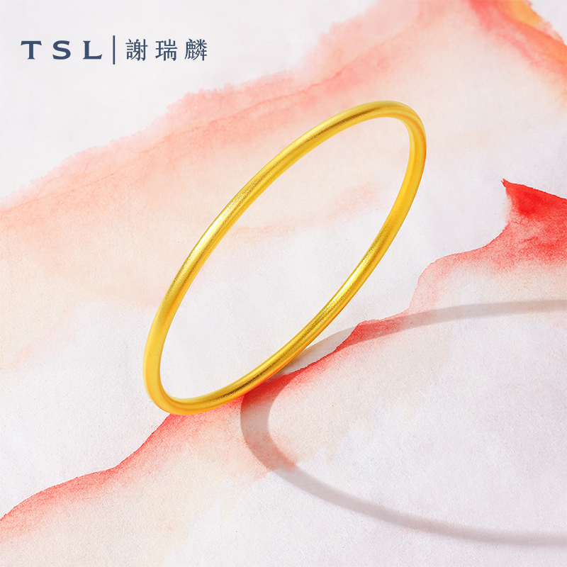 TSL谢瑞麟黄金手镯古法金素圈手镯女士计价黄金XO873