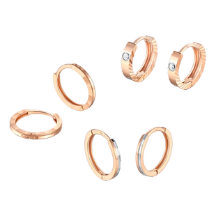 TSL谢瑞麟圆环18K金耳环素金耳饰圆环双环耳圈BBE661-663