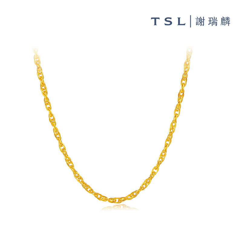 TSL谢瑞麟黄金项链女足金素链水波链计价YM193
