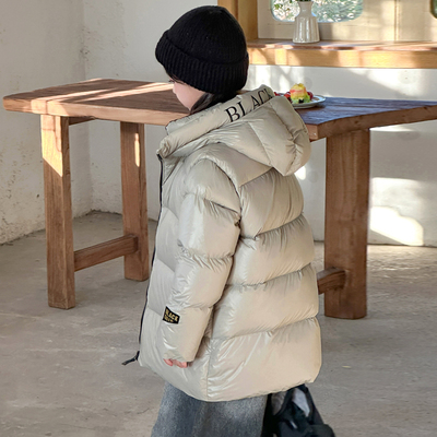 法国Anseola儿童羽绒服90鸭绒红嘴雁女童男中大童外套连帽小火山