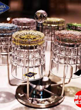 捷克BOHEMIA进口水晶玻璃创意彩色威士忌杯洋酒杯啤酒杯果汁水杯