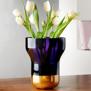 饰 NUDE进口水晶玻璃透明欧式 花瓶摆件客厅插花简约花器花壶水养装