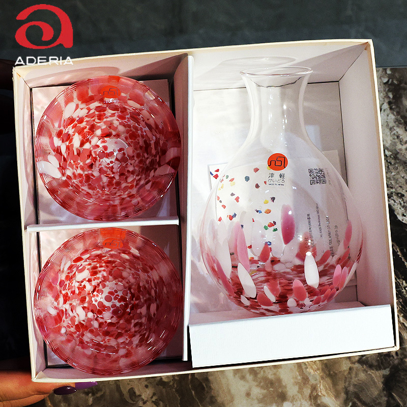 aderia津轻纯手工日本进口清酒杯家用茶杯彩色玻璃杯乔迁新居礼品