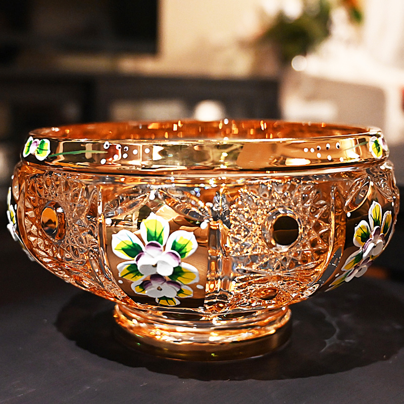 捷克工艺镀金珐琅水晶玻璃