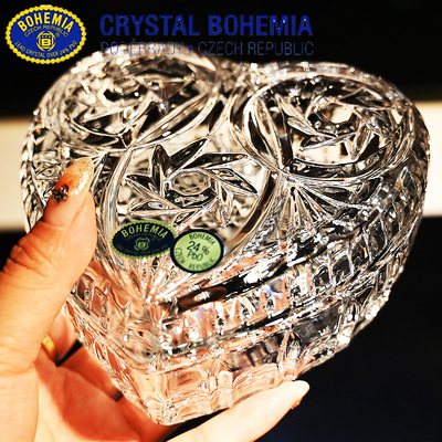 捷克进口水晶玻璃收纳盒高档珠宝耳饰首饰盒轻奢糖果罐储物罐摆件