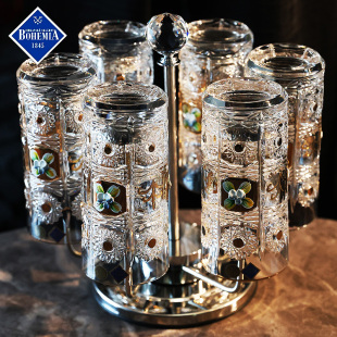 捷克进口BOHEMIA水晶玻璃描金威士忌洋酒杯啤酒果汁杯水杯子套装