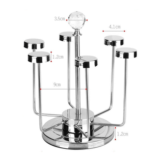 不锈钢创意时尚水杯架茶杯架 6头旋转倒挂杯架 沥干架 水杯晾干架