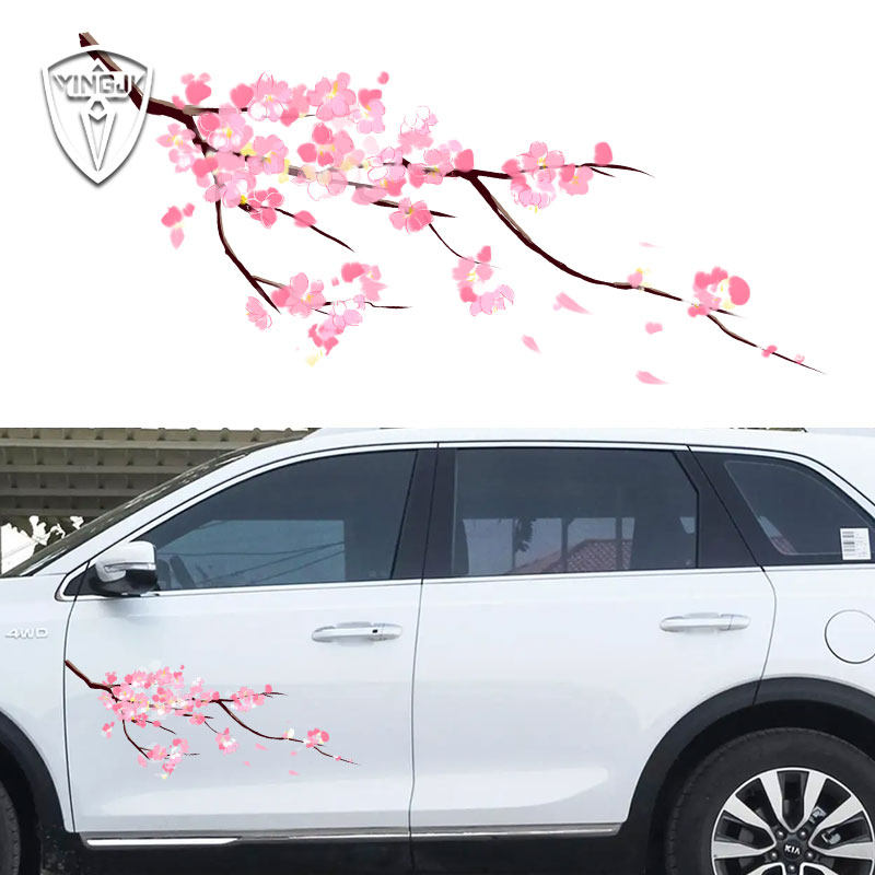 国潮樱花梅花古风中国风花瓣花枝后玻璃车身车门汽车贴纸装饰贴纸