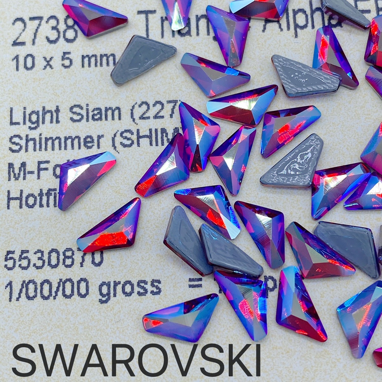 正品奥地利施家钻2738烫钻不规则三角形227SHIM闪烁浅红色奥钻
