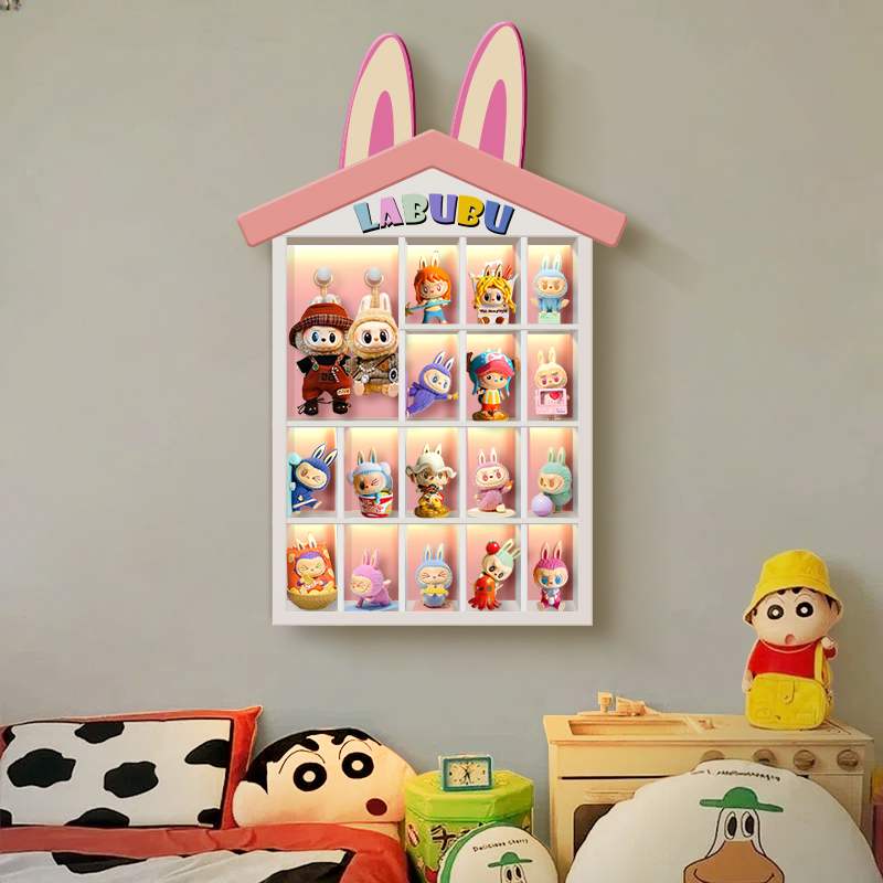 拉布布卡通萌粒挂墙展示小收纳盒