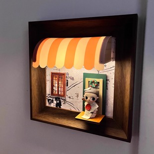 国补盲盒手办收纳装饰画复古客厅磁吸感应挂画餐厅萌粒组合壁画