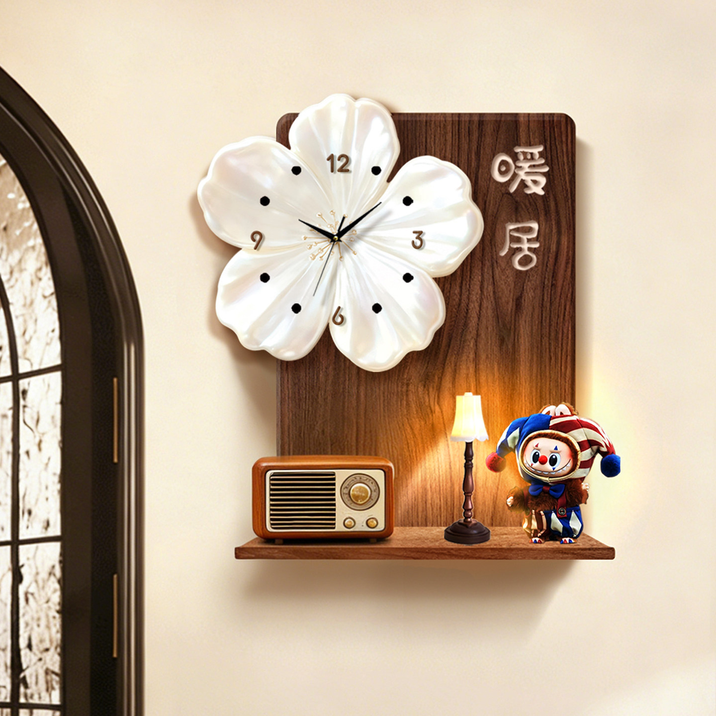 创意艺术挂钟客厅中古风挂画墙壁静音时钟2026新款盲盒收纳展示架