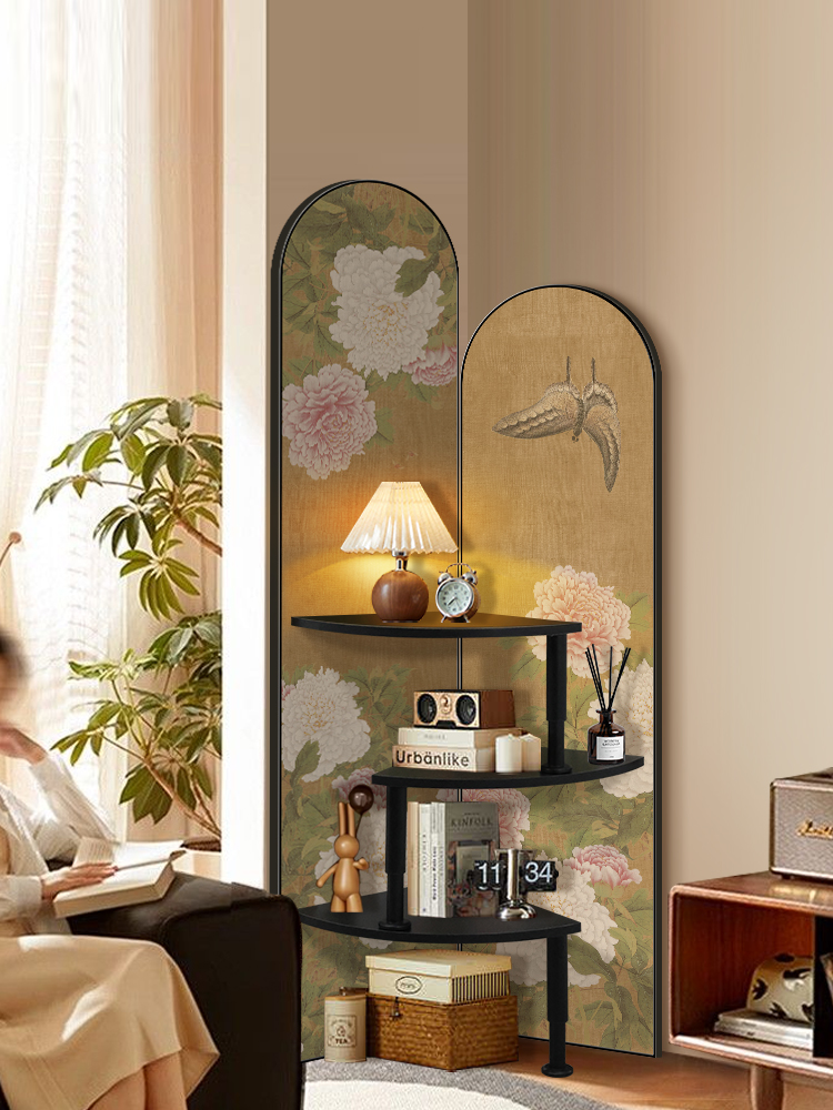 客厅装饰落地摆件新型玄关隔断屏风艺术品置物转角柜三角柜储物架