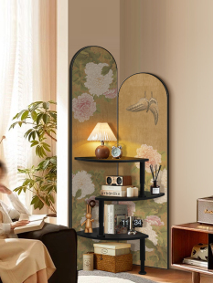 客厅装 饰落地摆件新型玄关隔断屏风艺术品置物转角柜三角柜储物架