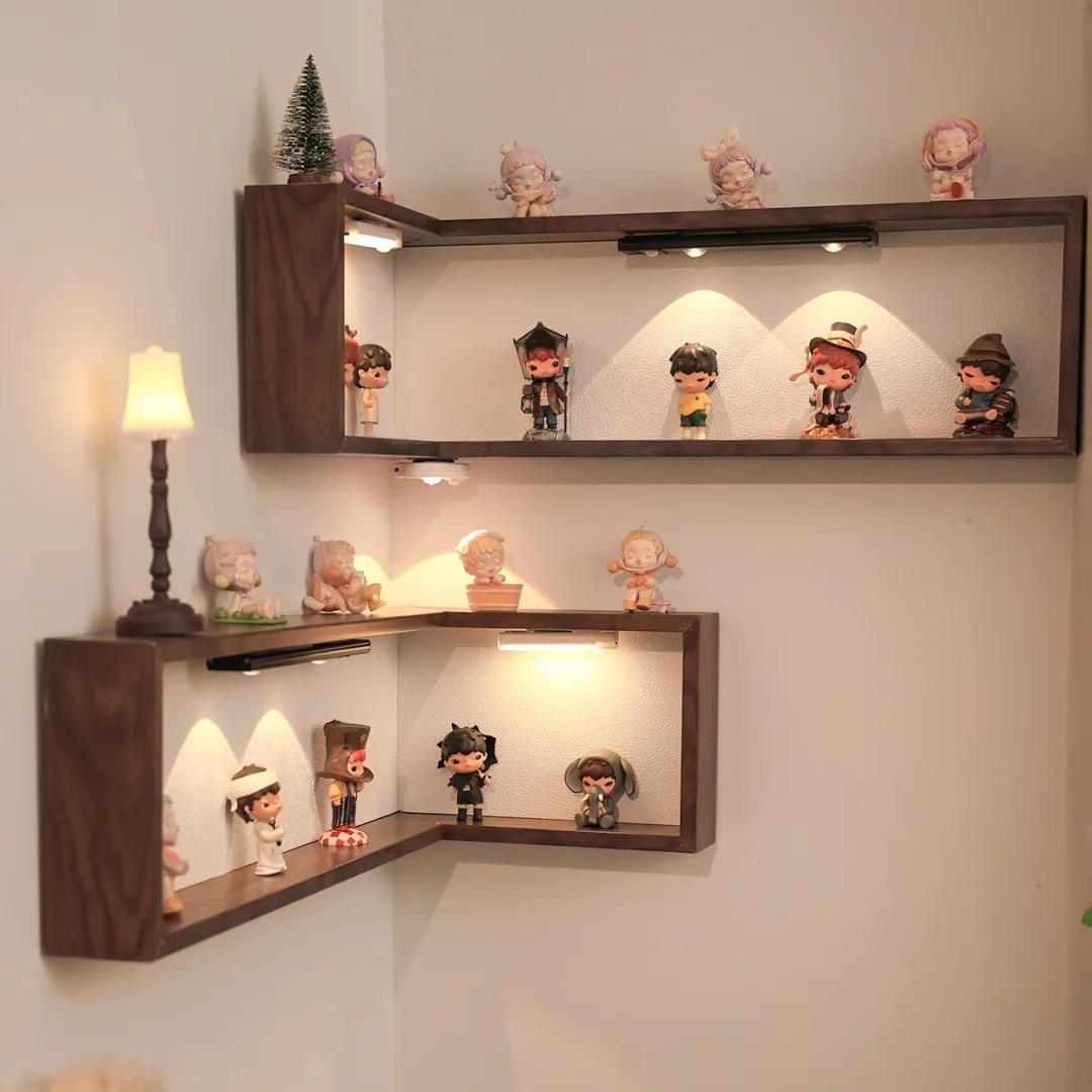 创意转角盲盒手办收纳展示架墙上