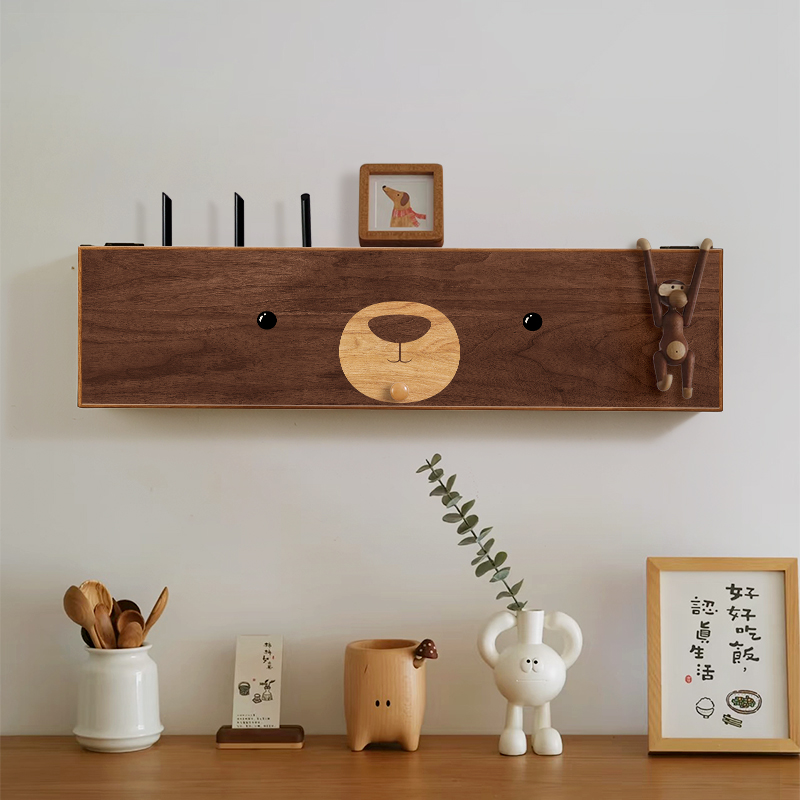 可爱小熊路由器收纳隐藏上墙高级