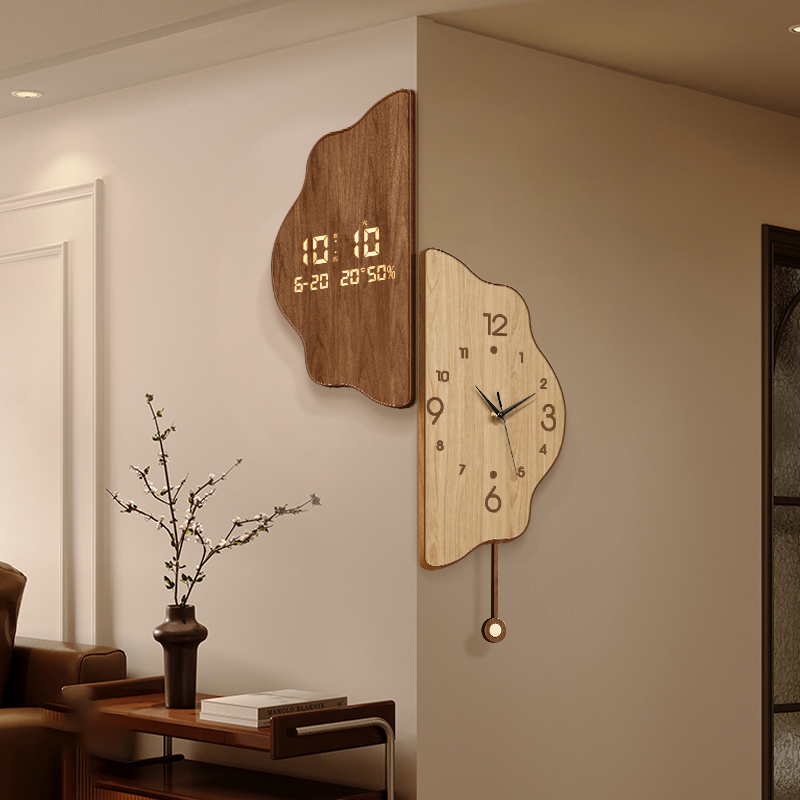 客厅万年历转角双面电子时钟摇摆