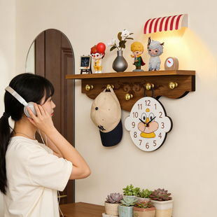 中古风挂钩免打孔客厅发光挂衣架盲盒收纳展示架衣服包包挂衣钩