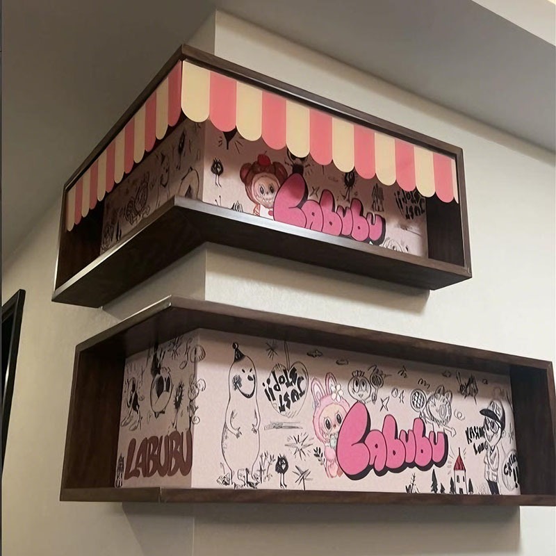 免打孔拐角挂墙盲盒收纳展示架子