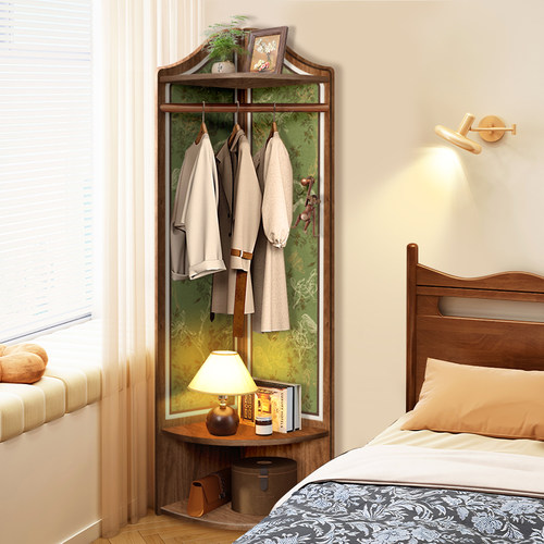 实木转角衣帽架卧室床边挂衣架子