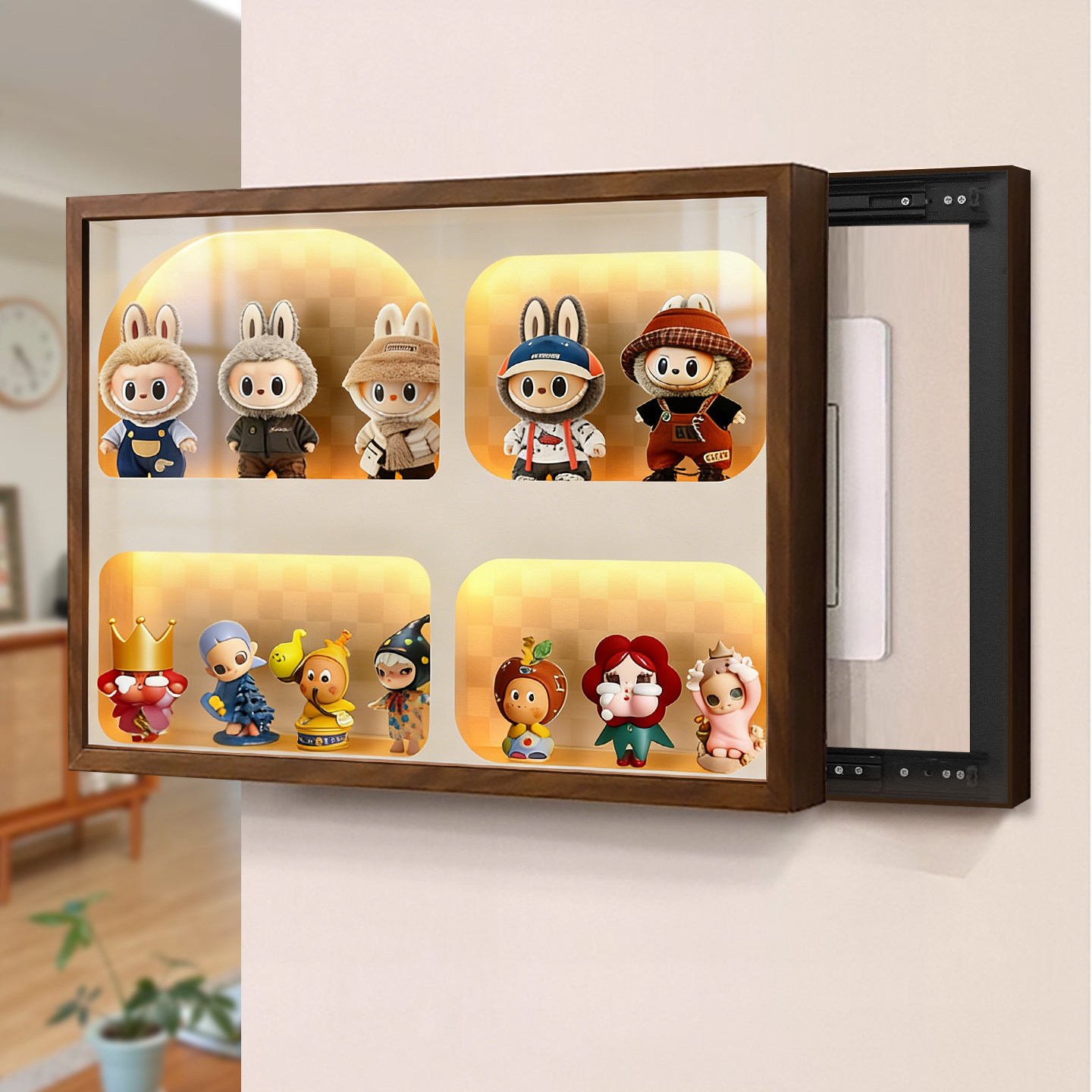 盲盒手办收纳装饰画创意发光推拉电表箱壁画电闸配电箱开关箱挂画