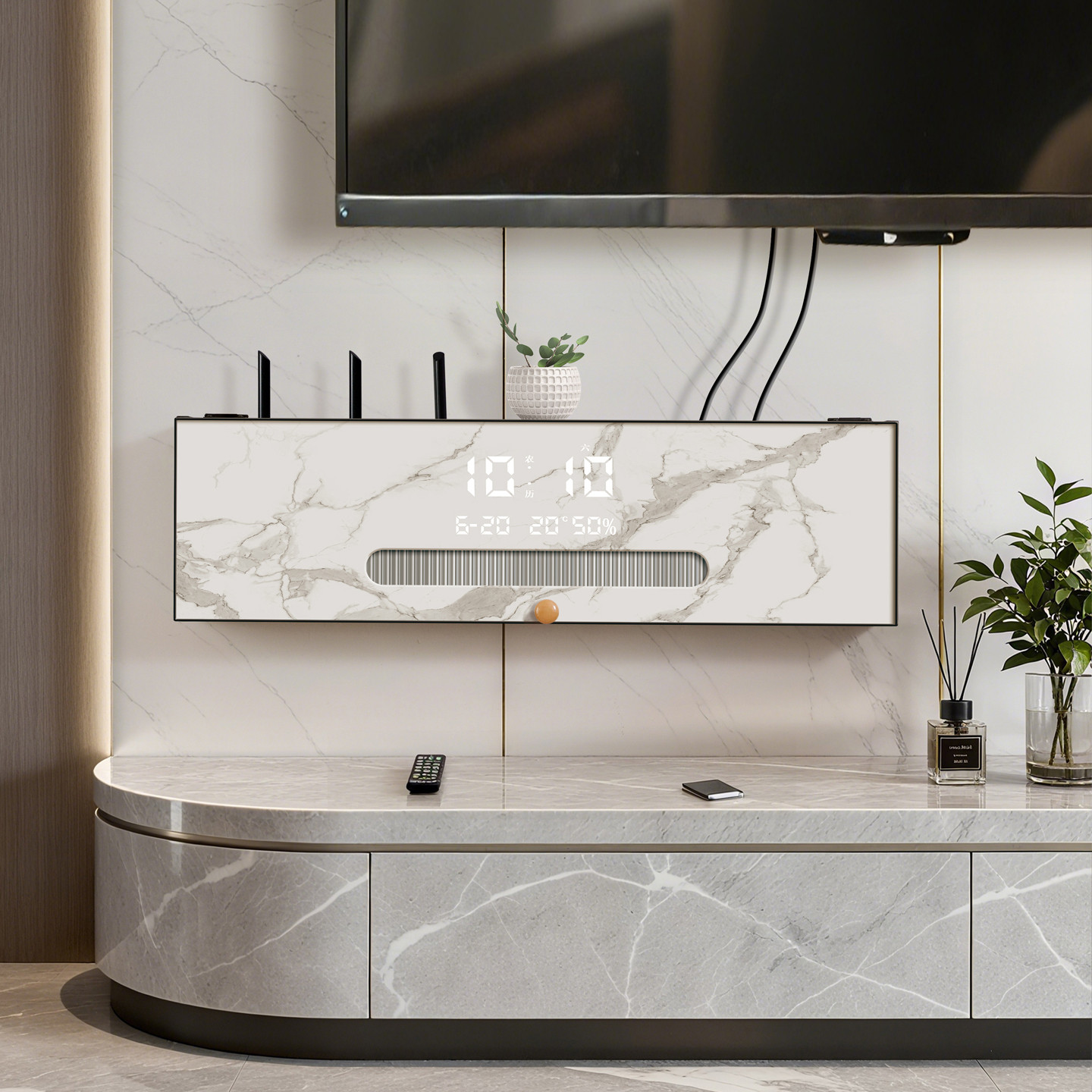 led数显时钟路由器收纳盒高级感