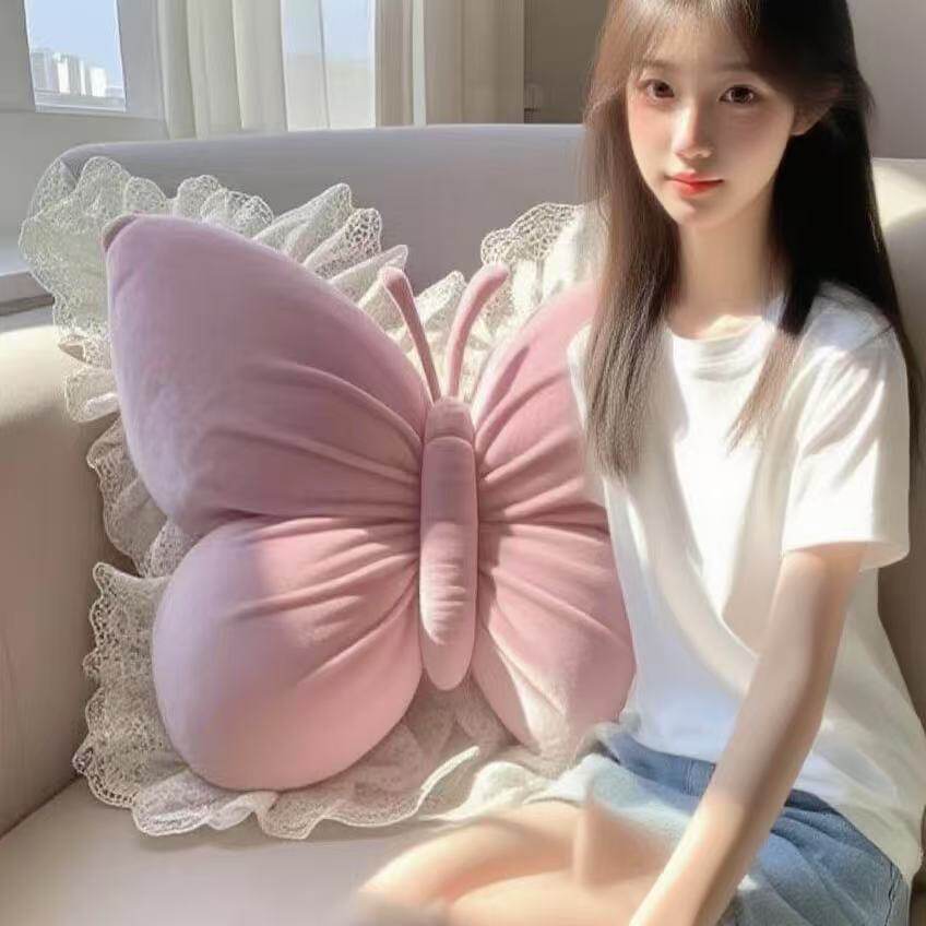 蕾丝花边蝴蝶抱枕靠毛绒玩具公仔玩偶布娃娃床上睡觉送女生日礼物,玩具/童车/益智/积木/模型,毛绒/玩偶/公仔/布艺类玩具,淘宝优惠券,粉丝福利购,淘宝优惠卷