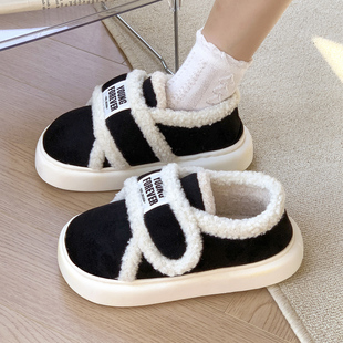 舒适包跟厚底月子拖鞋 百搭魔术贴棉拖鞋 加绒棉鞋 新款 女2024秋冬季