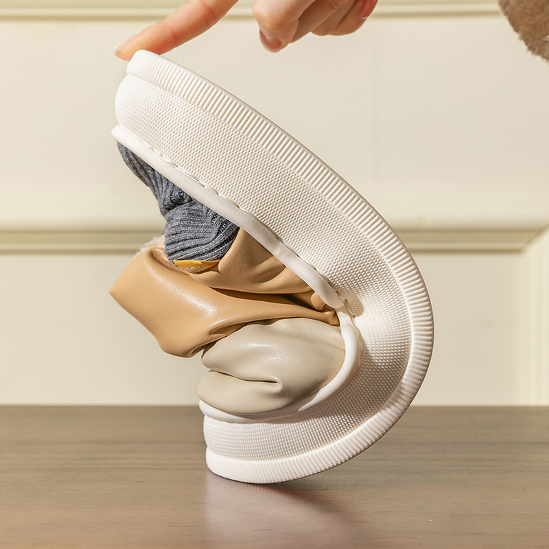 PU皮包跟棉拖鞋女秋冬季户外穿情侣棉鞋男士厚底2024新款增高加绒,居家布艺,居家棉拖/棉鞋,淘宝优惠券,粉丝福利购,淘宝优惠卷