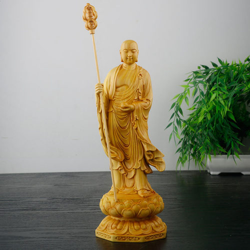 乐清黄杨木雕精雕地藏王摆件