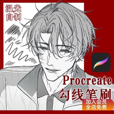 Procreate笔刷 勾线笔漫画描边线动漫勾边笔铅笔iPad绘画 温光