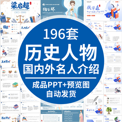 历史人物介绍ppt成品课件古代近代名人作家诗人生平事迹简介传记