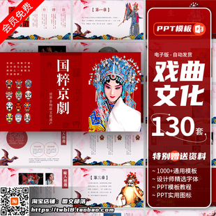 文艺戏曲PPT模板京剧戏曲文化中国风古风传统国粹复古动态素材