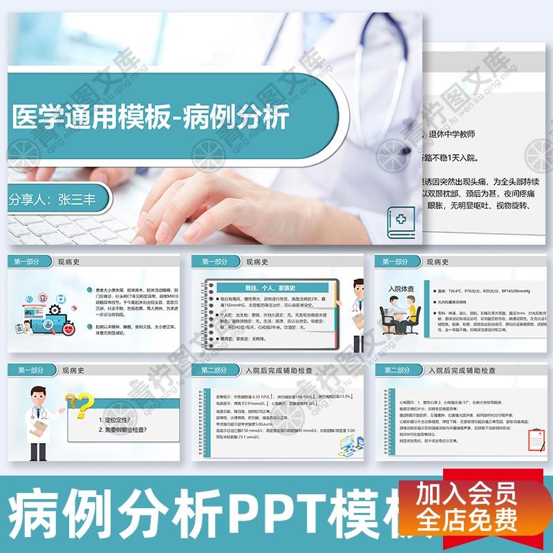 医院医学病例分析讨论演讲比赛PPT模板医生医疗护理疑难病症汇报