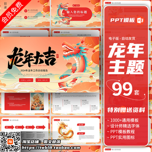 2024龙年ppt模板喜迎元旦新年公司企业工作汇报计划年终总结动态