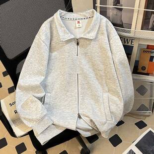 新款 高街双拉链卫衣女春秋季 潮牌设计感宽松外套 300斤美式 特大码