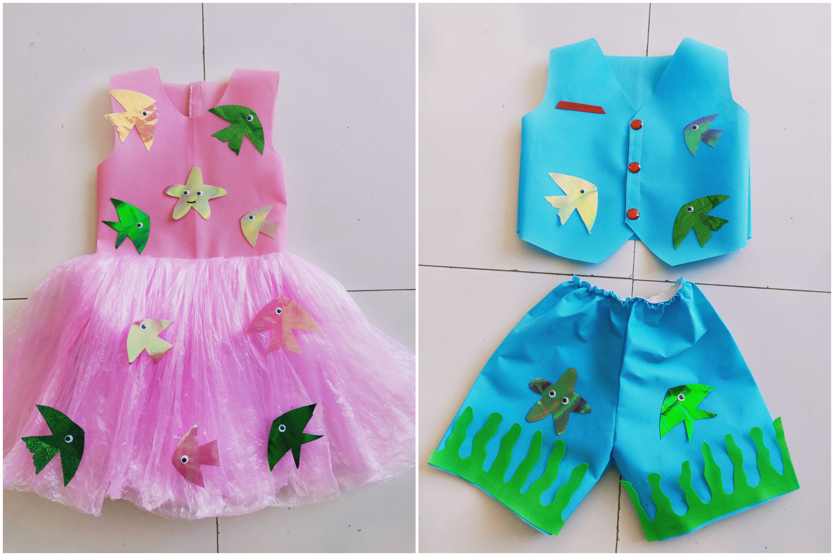 男童环保演出服幼儿海洋生物系列螃蟹龙虾表演走秀手工衣服海洋鱼