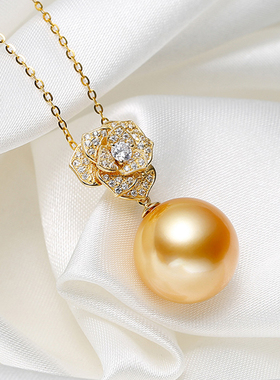 母贝珍珠吊坠S925银花朵款