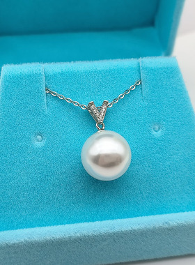 S925纯银小V形母贝珍珠吊坠