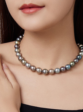 母贝珍珠项链女 莫兰迪混色不掉色12mm大贝珠颈链 经典款送妈妈