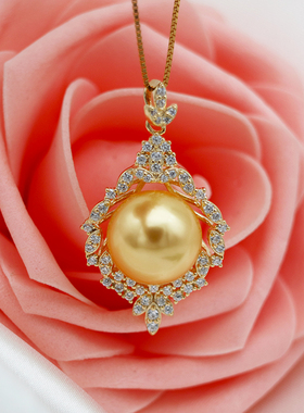 金色母贝珍珠吊坠女款
